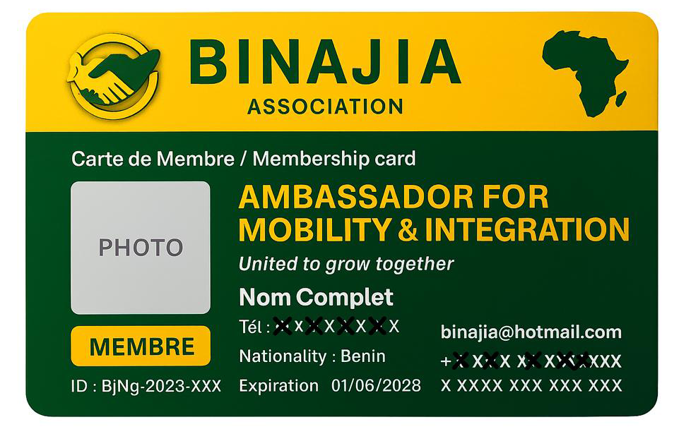 Cartes de membre Binajia